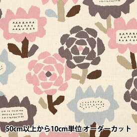 【数量5から】 生地 『綿麻キャンバス ゲミュートリッヒカイト 花柄 ピンク FF10457-C』