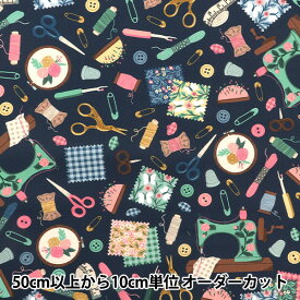 【数量5から】 生地 『USAコットン ソーイング ネイビー 21438-9』