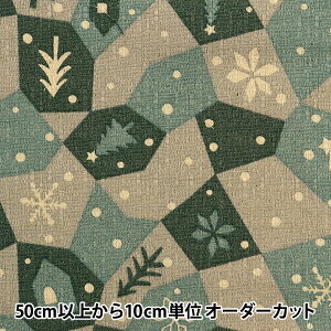 【数量5から】 生地 『綿麻バッキンガム ノエルブラン モザイクノエル グレー 142-1285-B3』