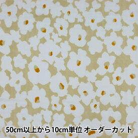 【数量5から】 生地 『Wガーゼ エコベロオーガニック In nature flower ライトベージュ YKA-81070-1A』 KOKKA コッカ