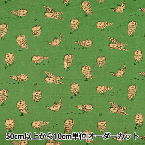 【数量5から】 生地 『kippis (キッピス) オックス 北極フクロウ グリーン KPO-87C』
