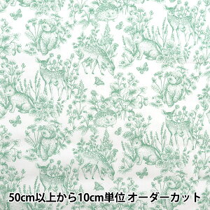 【数量5から】 生地 『コットンサテン ネロリローズ ガーデン コバルトグリーンNRF-01CG』