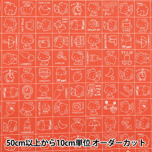 【数量5から】 生地 『ハローキティ スクエア レッド 827311-RP』