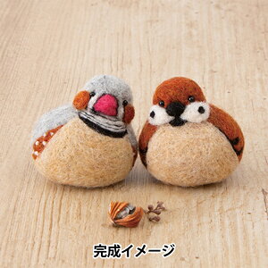 羊毛フェルトキット 『ころんともちもち わたしのことり キンカチョウとすずめ H441-613』 Hamanaka ハマナカ