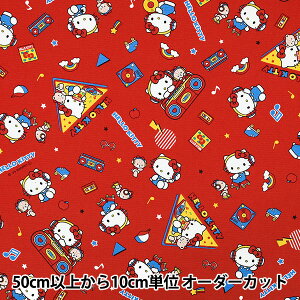 【数量5から】 生地 『オックス ハローキティ ミュージック レッド 830328』
