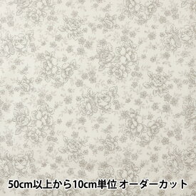 【数量5から】生地 『スケア ラッカープリント 小花柄 ホワイト×グレー KW-3115-12G』