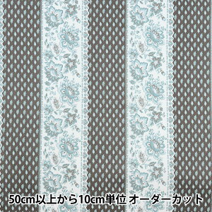 【数量5から】 生地 『80サテン アンティークストライプ柄 グレー 849-2』 mansell マンセルコレクション 【ユザワヤ限定商品】