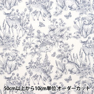 【数量5から】 生地 『コットンサテン ネロリローズ ガーデン ネイビー NRF-01NV』