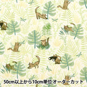 【数量5から】 生地 『USAコットン キティ・サファリ DCJ2145-WHITE』