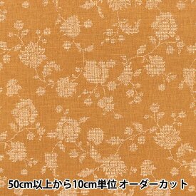 【数量5から】 生地 『綿麻シーチング 単色花更紗 オレンジ NFA60570-571C』 KOKKA コッカ