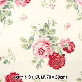 生地 『キャンバス カットクロス(約70cm×50cm) Cath Kidston アンティークローズ ピンク C-ANTIQUE-R』