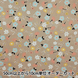 【数量5から】 生地 『NINA オックス 花柄 ベージュ 142-1356-A2』