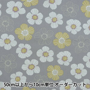 【数量5から】 生地 『NINA オックス 花柄 グレー 142-1356-B2』