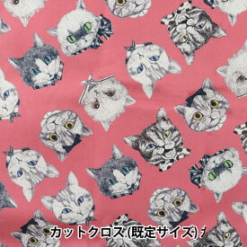 生地 『NEKOS 20オックス カットクロス キャンディピンク 約110cm×50cm RINF-02C』