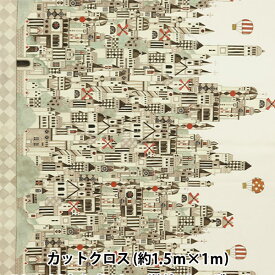 生地 『インクジェットプリント カットクロス 約1.5m×1m 空想街雑貨店 モノクロームの街 C-KU-01』
