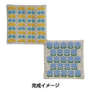 刺しゅうキット 『ハリノヲト こぎん刺し コースター ちょうちょとお花』 Olympus オリムパス