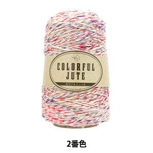 春夏毛糸 『カラフルジュート 2番色 レッドピンク HT2879』 World Festa ワールドフェスタ 【ユザワヤ限定商品】