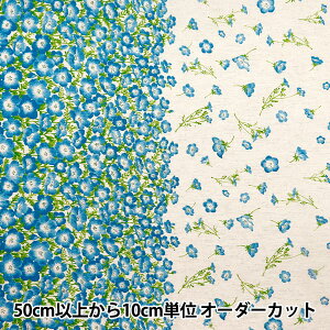 【数量5から】 生地 『mOmen-t モーメント 綿麻ソフリー ネモフィラ柄 キナリ 144-8050-D1NA』 【ユザワヤオリジナル】