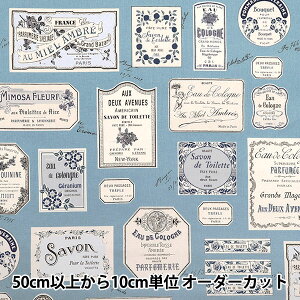 【数量5から】 生地 『シーチング オーデコロン柄 ブルー YUZ-926-4』 【ユザワヤオリジナル】