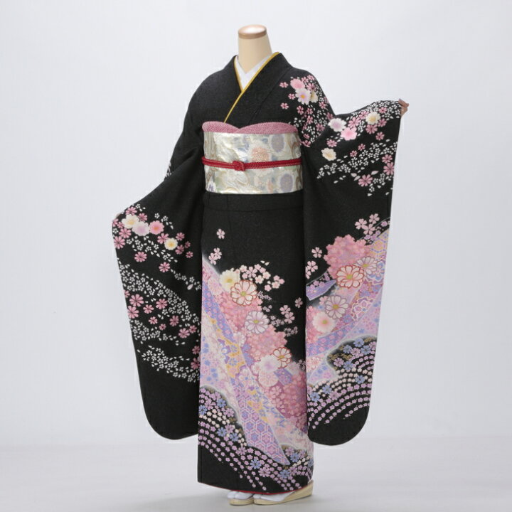 楽天市場】【レンタル】【成人式】振袖 フルセット Lサイズ 花柄 黒系 