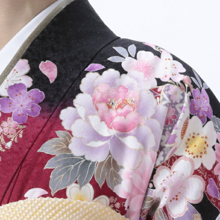 楽天市場】【レンタル】【成人式】振袖 フルセット Lサイズ 花柄 黒系 
