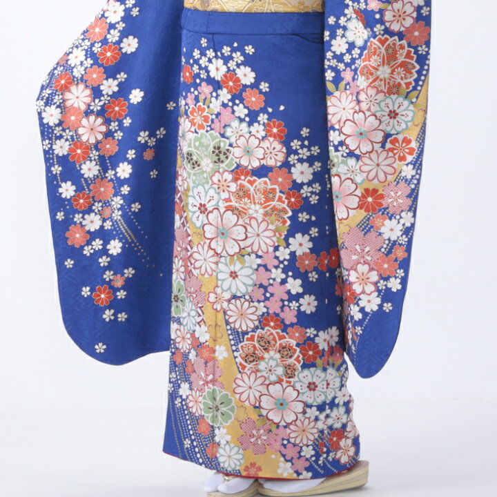 楽天市場】【レンタル】【成人式】振袖 フルセット Mサイズ 花柄 青 