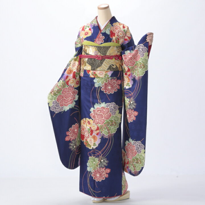 楽天市場】【レンタル】【成人式】振袖 フルセット Lサイズ 花柄 青  