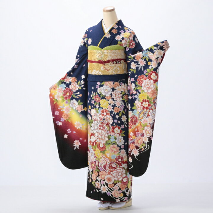 楽天市場】【レンタル】【成人式】振袖 フルセット Mサイズ 花柄 青  