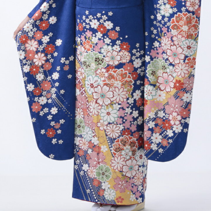 楽天市場】【レンタル】【成人式】振袖 フルセット Mサイズ 花柄 青 