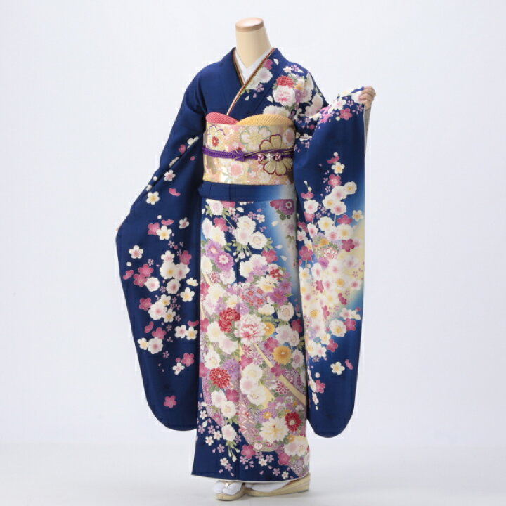 楽天市場】【レンタル】【成人式】振袖 フルセット Lサイズ 青・紺系 