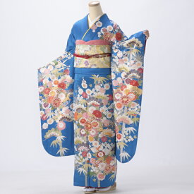 【中古】【購入品】振袖 フルセット Mサイズ ブランド 青・紺系 成人式 リユース 状態:A 販売 良品 美品 結婚式 卒業式 結納 777