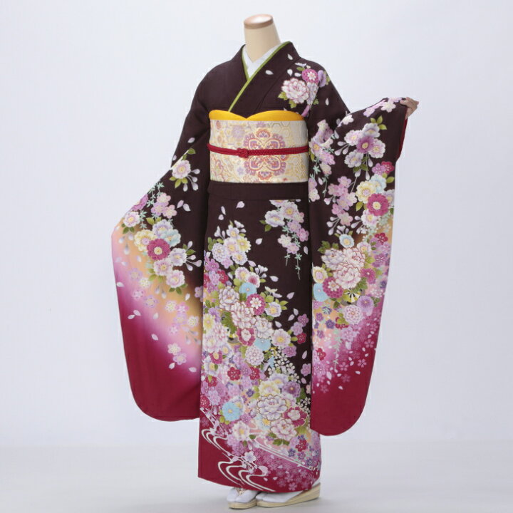 楽天市場】【レンタル】【成人式】振袖 フルセット Mサイズ 花柄 茶系