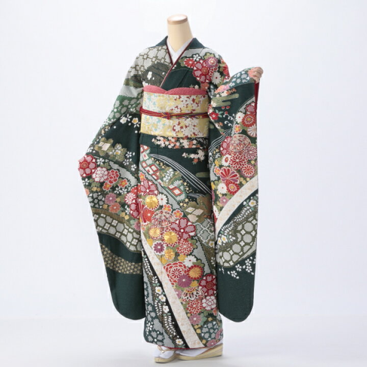 f0517065】【赤・ワイン系】振袖 フルセット Lサイズ 【中古】【状態:A 