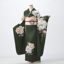 楽天市場】振袖 中古（カラーグリーン）（着物セット｜和服 