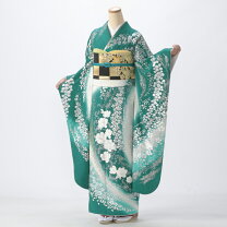 楽天市場】振袖 中古（カラーグリーン）（着物セット｜和服 