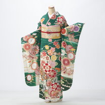 楽天市場】振袖 中古（カラーグリーン）（着物セット｜和服 