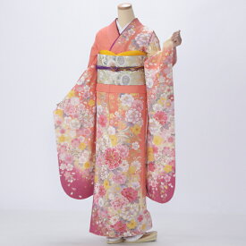 【中古】【購入品】振袖 フルセット Mサイズ 花柄 からし・黄系 成人式 着物 振袖フルセット 販売 状態:A リユース アウトレット 正絹 結婚式 卒業式 結納 36662