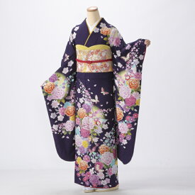 【中古】【購入品】振袖 フルセット Mサイズ 花柄 紫系 成人式 リユース 状態:A 販売 良品 美品 結婚式 卒業式 結納 56514