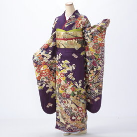 【レンタル】【成人式】振袖 フルセット Lサイズ 古典柄 紫系 振袖フルセット 結婚式 卒業式 結納 レンタル着物 50802
