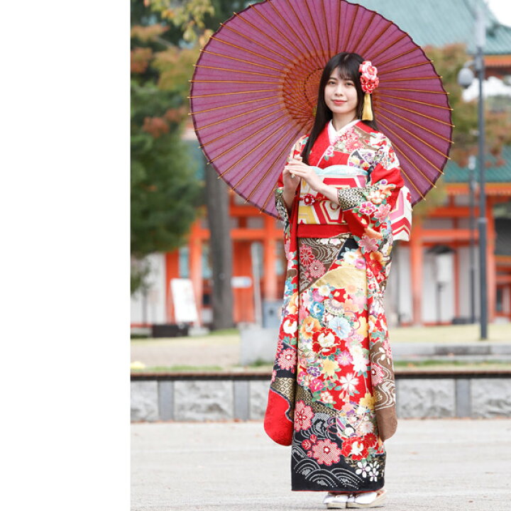 楽天市場】【中古】【購入品】振袖 フルセット Lサイズ 古典柄 赤 