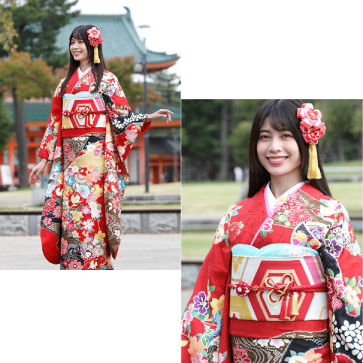 楽天市場】【中古】【購入品】振袖 フルセット Lサイズ 古典柄 赤 
