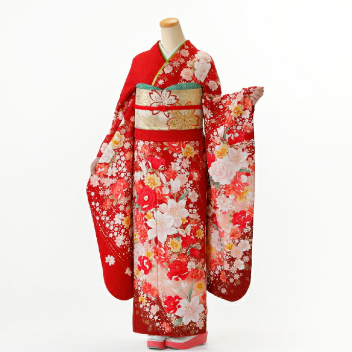 楽天市場】【レンタル】【成人式】振袖 フルセット Lサイズ 花柄 赤  