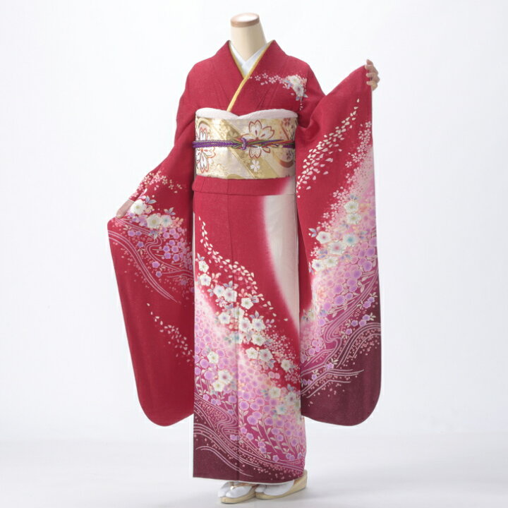 楽天市場】【レンタル】【成人式】振袖 フルセット Lサイズ 花柄 赤 
