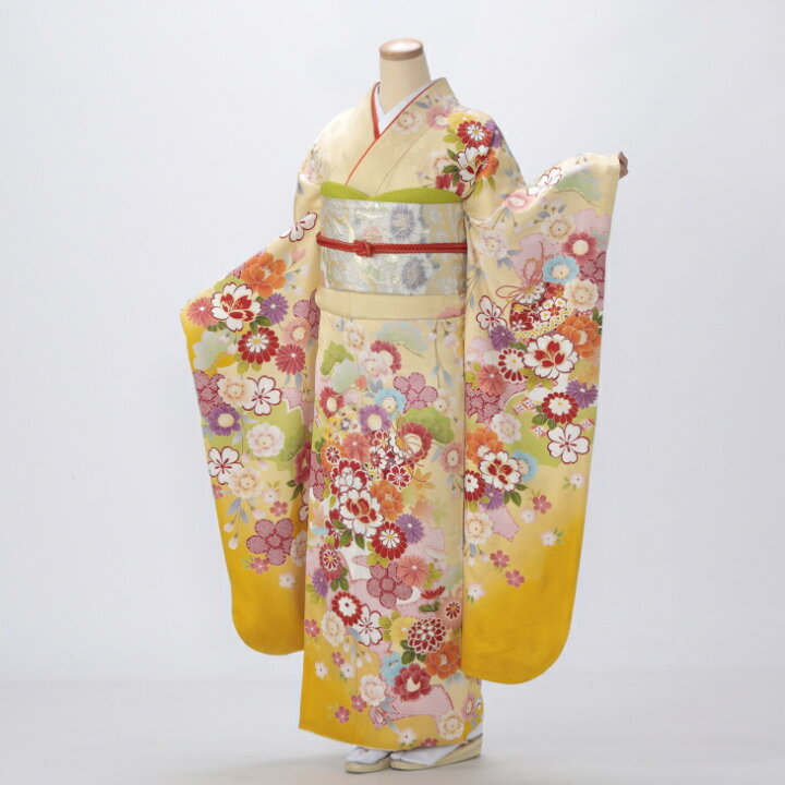 楽天市場】【中古】【購入品】振袖 フルセット Lサイズ 古典柄 からし 