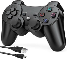 PS3 コントローラー ワイヤレス 無線 ゲームパッド PS3 用 ワイヤレスコントローラー PS3 用コントローラー 500mAh大容量バッテリー 無線Bluetooth接続 10時間連続使用 USB ケーブル 振動機能 ワイヤレス3コントローラー P3/PC対応