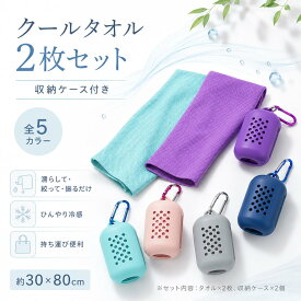 クールタオル ケース付き 2枚セット 子供 冷感 タオル 冷感タオル こども キッズ 熱中症対策 グッズ かわいい ひんやりタオル こども 冷却タオル ネッククーラー キッズ おしゃれ 大判 ランニング おすすめ ひんやり 収納 日焼け対策 冷える