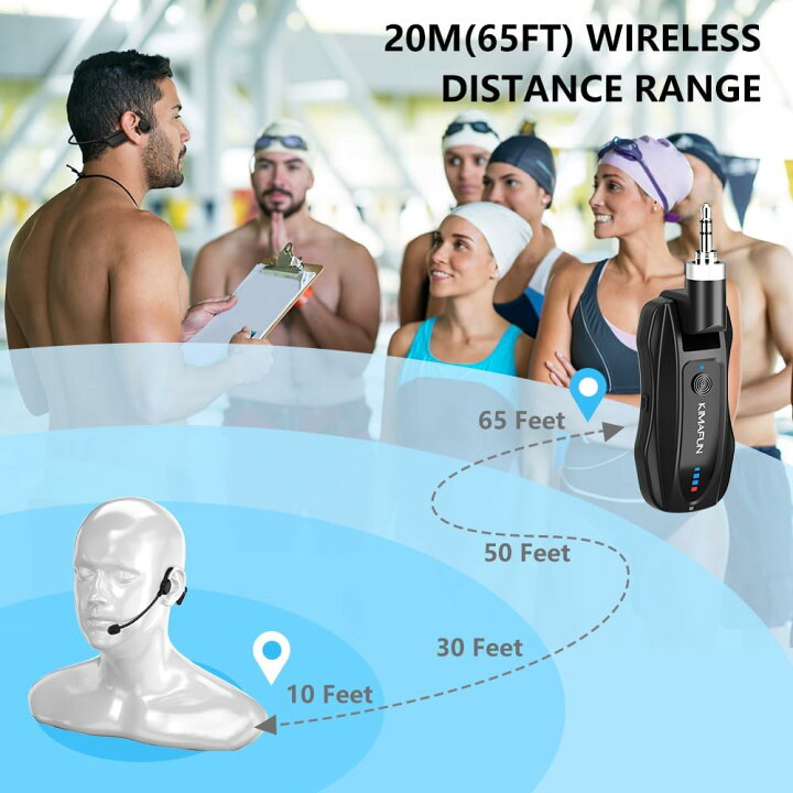 楽天市場】ワイヤレス完全防水マイク KIMAFUN2.4G無線フィットネス  