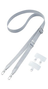 エレコム スマホ ショルダーストラップ 肩掛け 首掛け ストラップホルダー2種類付き フラット 肩が痛くなりにくい ライトグレー P-STSDH2FGYL