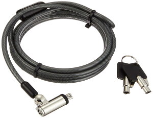 エレコム セキュリティワイヤー(2.0m/径4.5mm) シリンダー錠 360度首振 ESL-7T