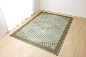 イケヒコ い草 ラグ カーペット DX組子 約95×150cm グレー 日本製 裏 不織布 #1715350
